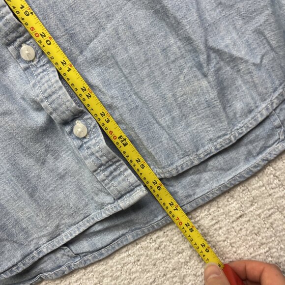 American Eagle Men Size L Denim Long Sleeve Jean Button Up Shirt Western Cowboy - Picture 8 of 13